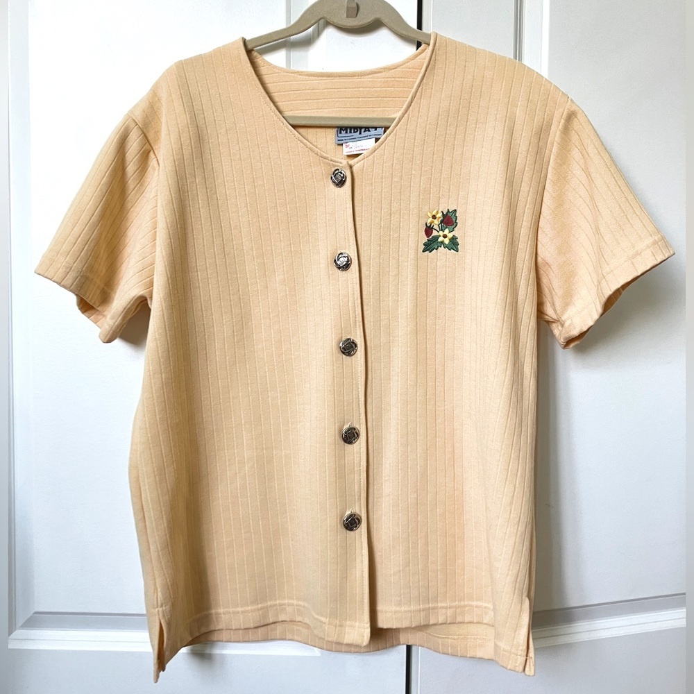 Vintage Mindyat Spring Summer Strawberry patch Short Sleeve cardigan top